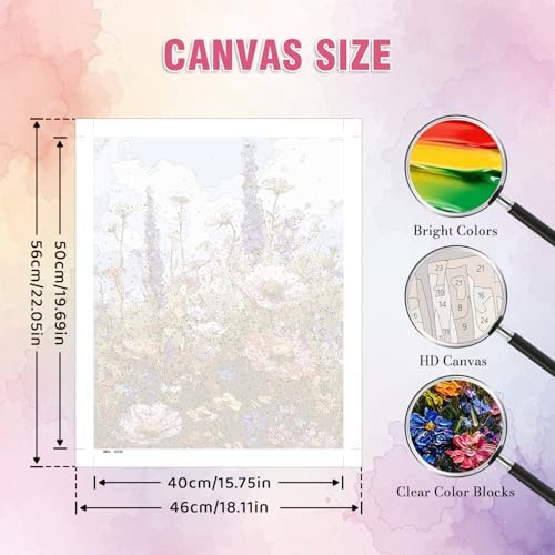 Amaieuin Wild Flowers Paint by Numbers Kits for Adults,Canvas Paint by Numbers for Adults,Flowers Paint by Number Adult for Gifts and Home Wall 20x16in
