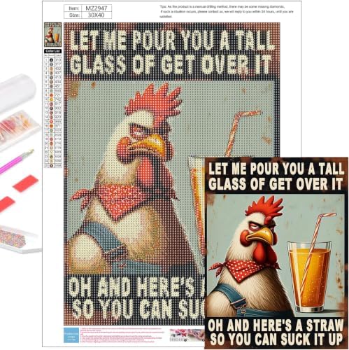 Axquilon Chicken Diamond Art Kits for Adults 12x16 inch
