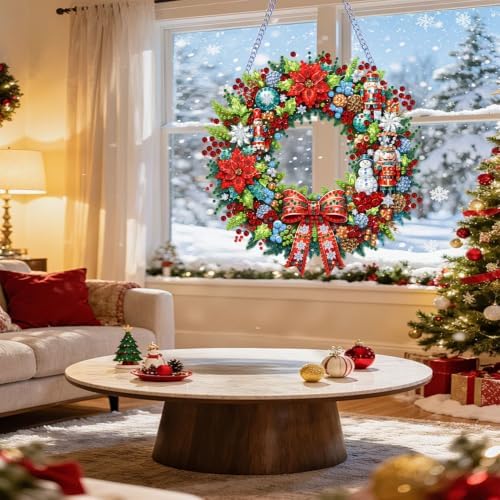 VeGuude Christmas Diamond Art Kits for Adults, DIY Acrylic Hanging Ornament