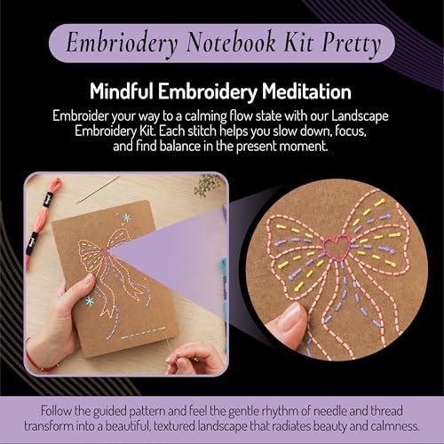 Unwynd Notebook Embroidery Kits Pretty for Adults, Beginners, Cross-Stitch