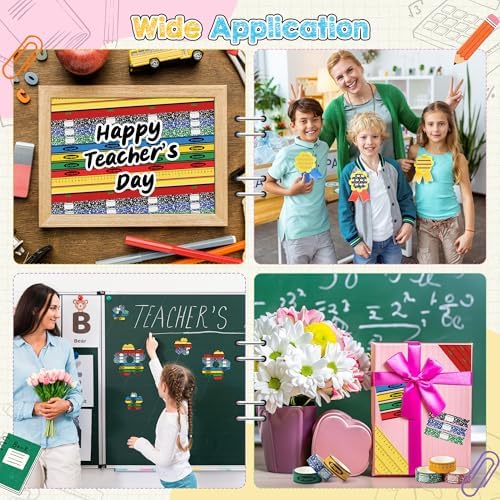 12Rolls Back School Composition Ruler Crayon Decorative Washi Tape