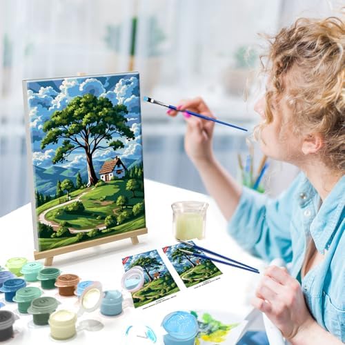 ATDMS Landscape Paint by Numbers Kit for Adults with Frame, 8x12 Inch