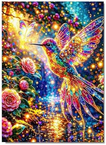 Diamond Art Kits for Adults Hummingbird,5D Diamond Painting Kits 12x16inch