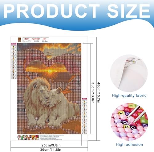MVVMTOP Diamond Painting Kit for Adults 5D DIY Lion Full Drill Round Diamond Art Kits for Beginners Crystal Rhinestone Embroidery Painting Home Wall Decor Gift