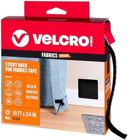 VELCRO Brand Sticky Back for Fabrics, 10 Ft Bulk Roll of Tape, Black