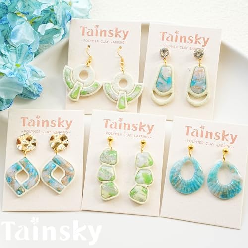 Tainsky 18 Shapes Embedded Polymer Clay Cutters - Gem Clay Jewelry Making Tools, Earring Cutters (A)