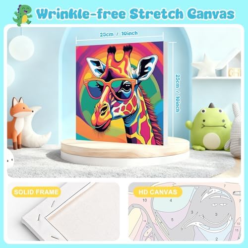 Paint by Numbers Kit for Kids with Frame, Giraffe Painting, No Easel