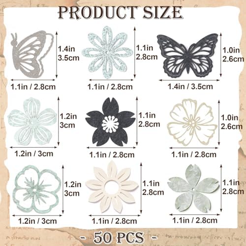 50pcs Scrapbook Collage Paper Flowers, Mixed Colors