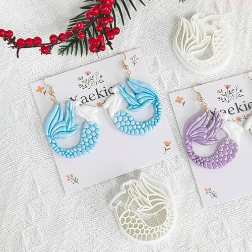 Xaekicr Dragon Mermaid Polymer Clay Cutters Set – Fantasy Clay Earring Cutters for DIY Jewelry Making – Polymer Clay Molds and Clay Tools