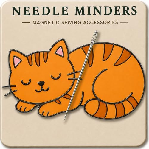 Kraftex Magnetic Needle Minder. Needleminder for Embroidery & Sewing. Cute Needlepoint Accessories. Magnetic Needle Holder for Cross Stitch. Cute Magnet Pin Gift, Orange Cat
