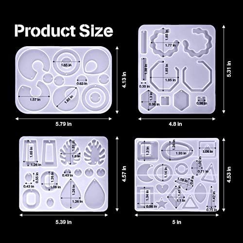 Patelai 4 Pcs Resin Earring Molds for Jewelry Making Kit, Geometric