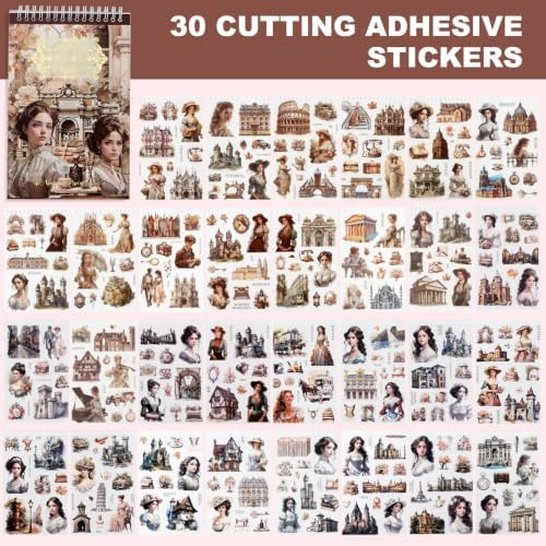 Vintage Scrapbooking Stickers 300 Pre-Cut PET People &Washi Stickers