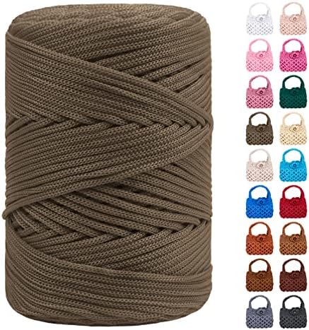 Polyester Macrame Cord 3mm x 185yards, Braided Macrame Cord, Crochet Bag Polyester Yarn for Crocheting, Bag, Wall Hangings, Rug, DIY Crafts (Gray Green)