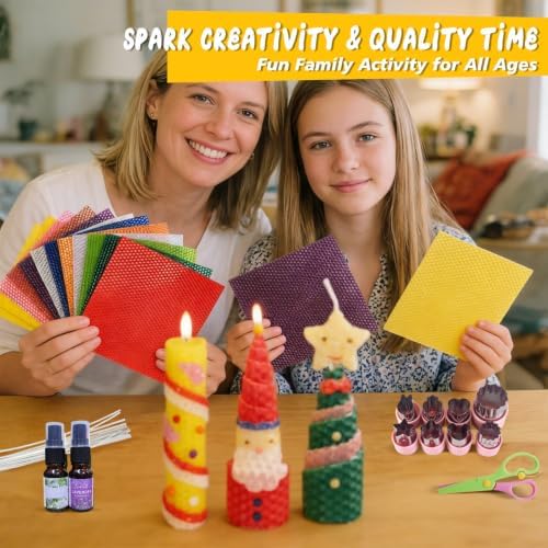 Beeswax Candle Making Kit for Kids, DIY 100% Pure Colorful Beeswax Sheets