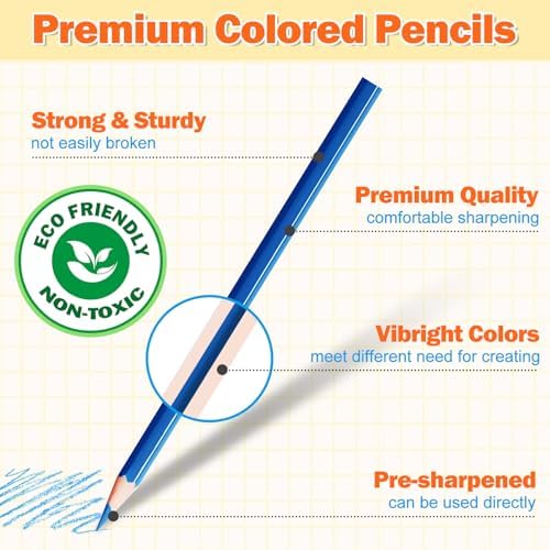 AuroTops 12 Pack Colored Pencils for Kids,144 Count Colored Pencils Bulk