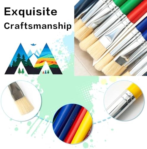 16Pcs Kids Paint Brushes Set for Watercolor, Acrylic & DIY Crafts