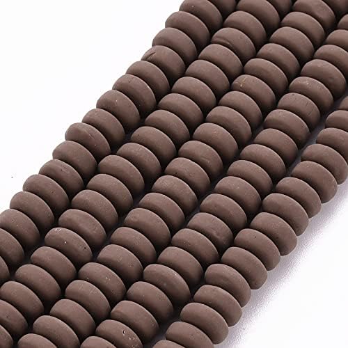 Beadthoven 10 Strands 6mm Vinyl Clay Heishi Beads Saddle Brown Rondelle Flat Round Disc Polymer Clay Beads Loose Handmade Spacers for DIY Necklace Surfer Bracelet Jewelry Making Supplies 3mm Thick