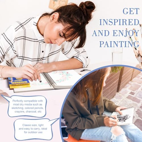 5.5×8.5In Sketch Book for Kids, 100gsm Spiral Sketchbook for Drawing, Blue | 90 Sheets Acid-Free Drawing Paper with Pencils, Tear-Out Pages, for Drawing & Sketching, idea for Back-to-School Gifts