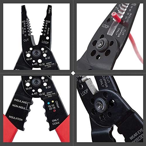 WGGE WG-015 Professional Wire Stripper, Wire Cutter and Wire Crimper 8-inch