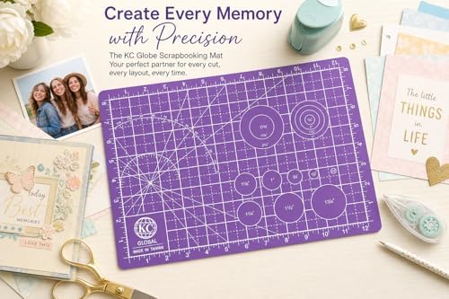 KC GLOBAL A4 (13"x9") Professional Grade Self-Healing Double-Sided PVC Cutting Mat (Purple) - Odor-Free, Eco-Friendly, Non-Slip, Premium Desk Mat for DIY, Crafting, Model Building and Art Projects