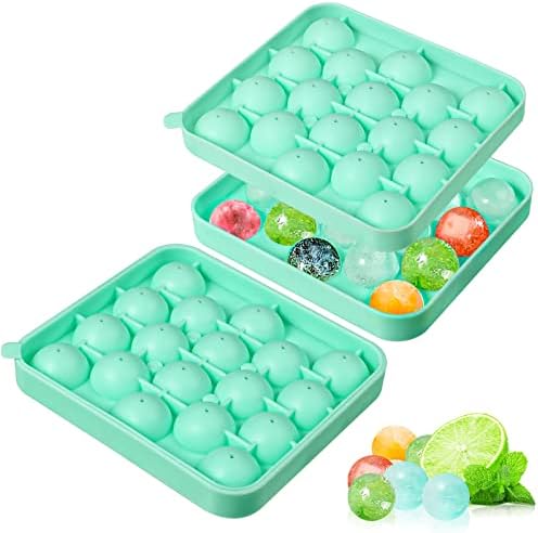 Webake 2 Pack Sphere Ice Cube Trays - 1.1" Small Round 36pcs Ice Ball Maker, Flexible Silicone Molds for Cocktails, Whiskey, Tea & Coffee - Easy Release & BPA Free (Green)
