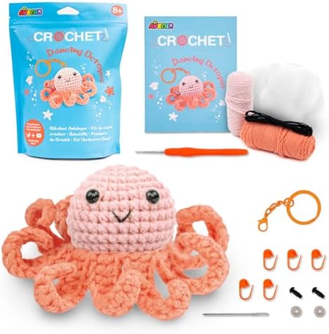 Avenir Crochet Kit for Beginners, Octopus Animal Keychain Craft Set