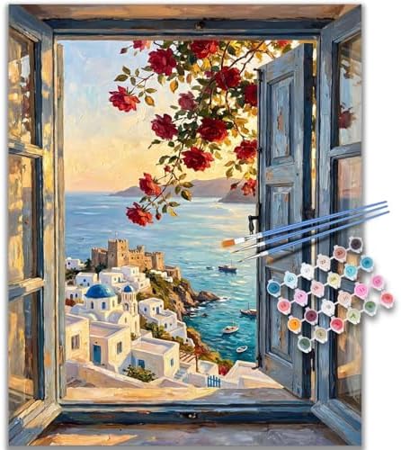 Kalonyth Window View Paint by Numbers Kit for Adults, 16x20 inch, No Framed