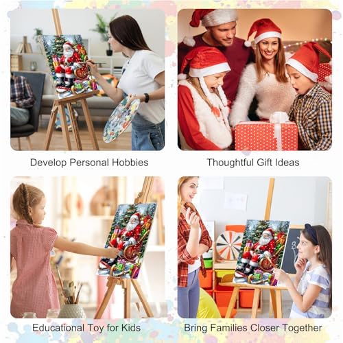 SENQAO Christmas Paint by Numbers for Adults Framed, Santa Claus Adults' Paint-by-Number Kits, Adult Paint by Number Kits on Canvas, Acrylic Number Painting for Home Decor, 8x12inch