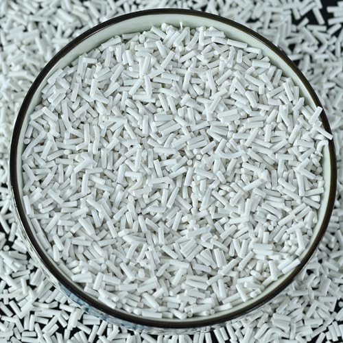 LIKETURE Fake Sprinkles 110g Non-edible Polymer Clay Sprinkles Faux Sprinkle Plastic Sprinkles for Craft Sprinkles Decoration for Resin Filler Slime Add ins Slime Mixed in Shaker Card (White)