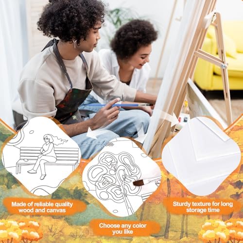 Sherr 20 Pcs Autumn Pre Drawn Canvas for Painting for Adults
