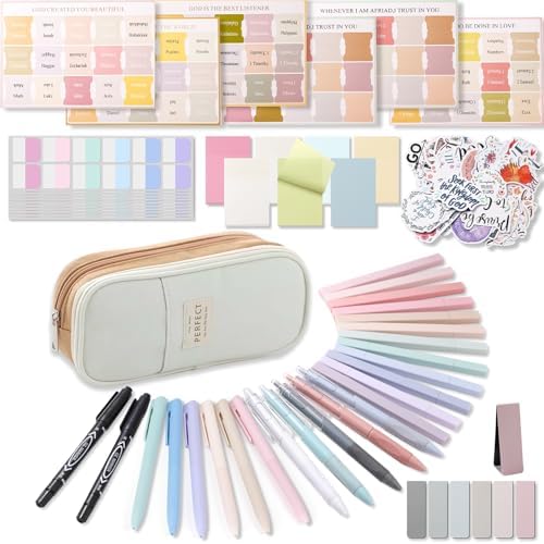 XKDOUS 58 Bible Study Supplies Journaling Kit, Bible Highlighters, Khaki
