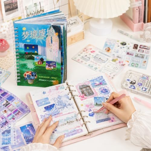 30 Sheets Dreamcore Japanese Sticker Book,Retro Sticker Book,Nature Sceneery Scrapbook Stickers for Journaling,DIY Crafts Decoration