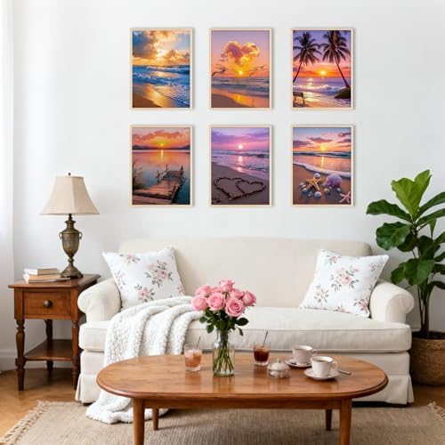 DOTSOPS 6 Pack Beach Diamond Painting Kits for Adults Art Painting Kits