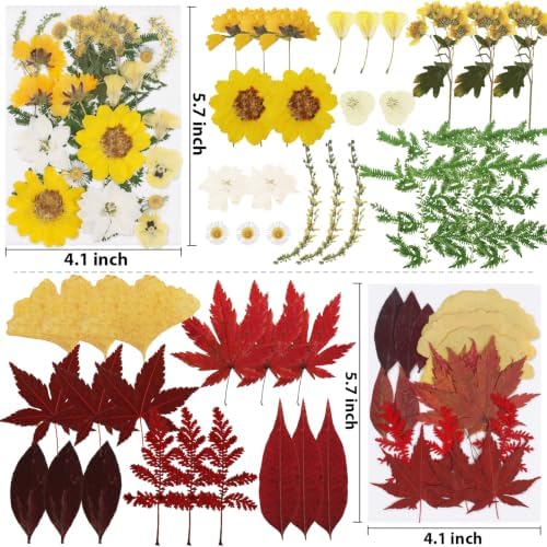 128 Pcs Fall Dried Pressed Flowers for Resin,Natural Real Dried Flowers