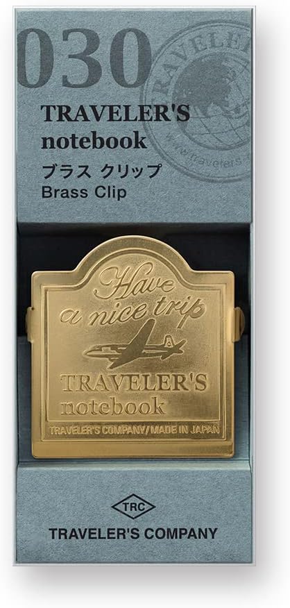 DESIGNPHIL Traveler's Notebook, Brass, Clip, Airplane Pattern 43090006