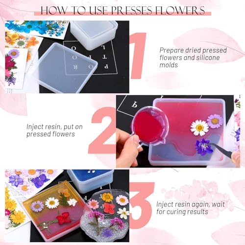 Evatage 153 Pcs Real Dried Pressed Flowers for Resin Crafts