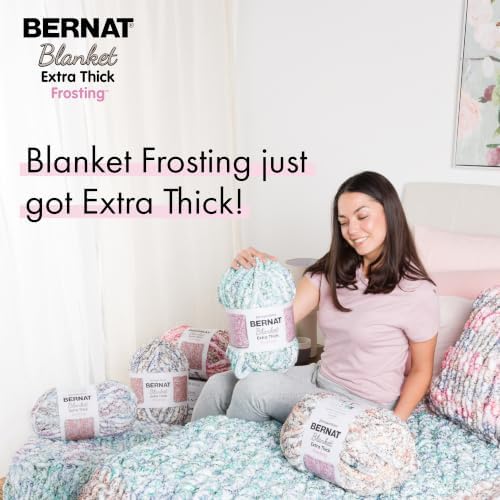 Bernat Blanket Extra Thick Frosting, Soft Chunky Chenille Yarn, Stellar