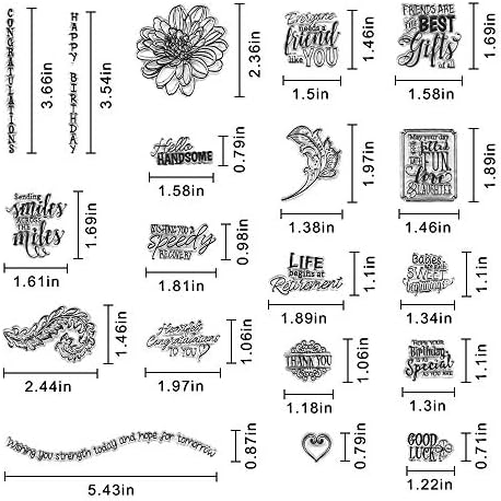 Blessing Words Flowers Leaves Clear Stamps for Card Making Decoration DIY Scrapbooking, Transparent Rubber Seal Stamps for Photo Card Album Crafting Supplies.
