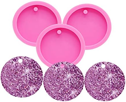 3pc Dog Tag 3in Circle with Hole Blank Circle Resin Crafting Silicone Mold Resin Art DIY with 10PC Key Ring(DY0080+DY0080+DY0080)