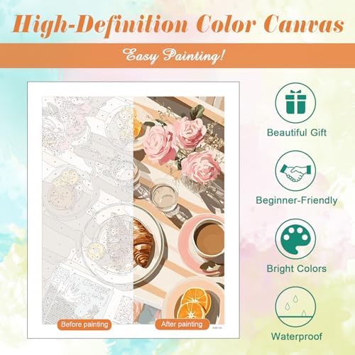 Kalonyth Coffee Paint by Numbers Kit for Adults, 16x20 inch, No Framed