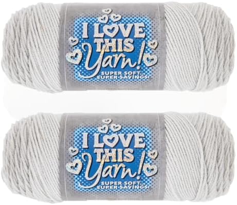 Hobby Lobby I Love This Yarn, 100% Acrylic, 190 Light Gray, Set of 2