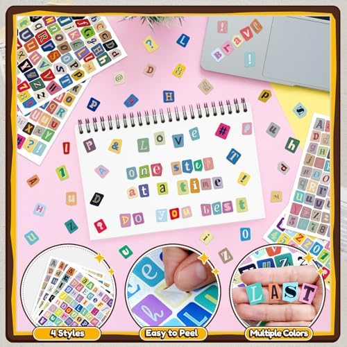 1380PCS Letter Stickers for Scrapbooking,20Sheets Magazine Alphabet Sticker