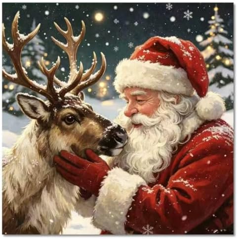WULINHUAFA Christmas Paint by Numbers Adults Beginner 16x16 Inch | Santa Claus Adult Paint by Number Kits, DIY Acrylic Oil Easy Painting by Numbers for Gifts Home Wall Decor Without Frame