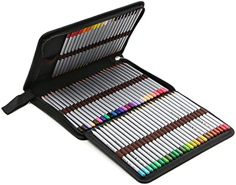 BTSKY Portable Canvas Zippered Colored Pencil Case Large Capacity 72 Slot