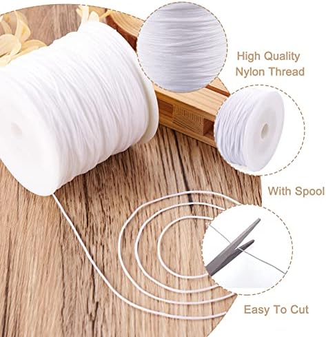 0.8mm White Nylon Cord for Jewery Making, 100 Yards Kumihimo Bracelet String Beading Thread for Braided Ornament Lanyard Chinese Knot Macrame Craft