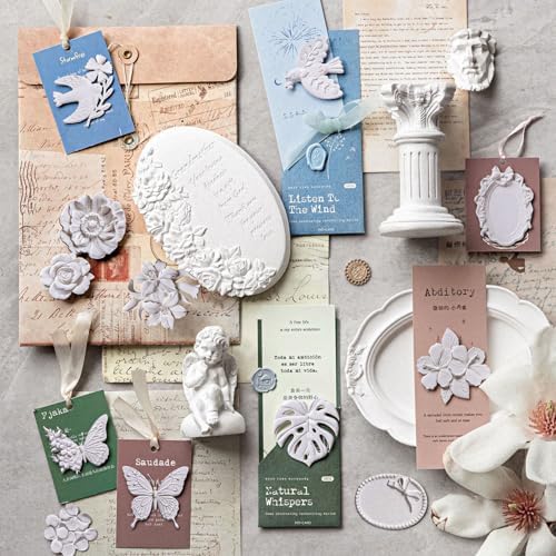120 Pcs Vintage Letterpress Embossed Floral Stickers for Journaling