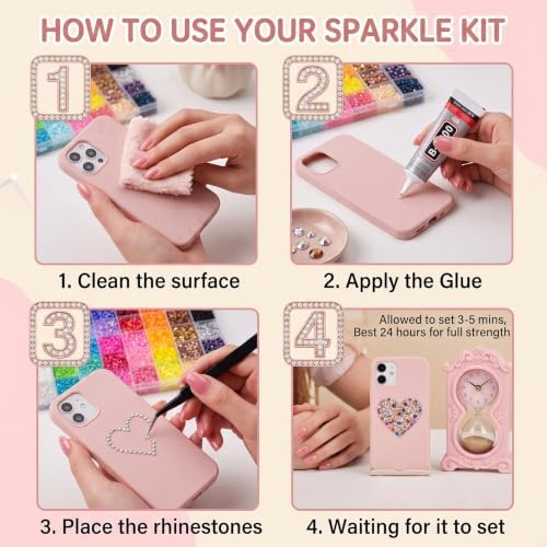40000 Pcs Bedazzling Kit Resin Rhinestones Flatback Gems with Tool and Glue