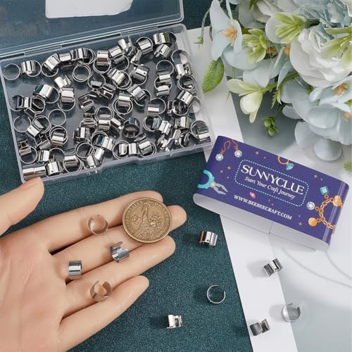 SUNNYCLUE 1 Box 150Pcs Stainless Steel Ear Cuff Silver Earring Cuffs Bulk Metal Punk Adjustable Converter Clip On Earcuffs Earrings Finding for Non Piercing Ears Jewelry Making DIY Crafts Supplies