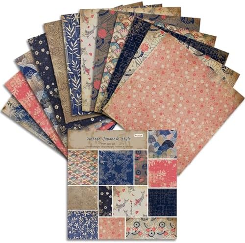 Scrapbook Paper,24 Sheets 6x6 Inch Vintage Japanese Style Scrapbook Supplies,160gsm Single-Sided Decopodge Craft Paper for DIY Card Making Scrapbook Photo Album Journal Decor (Retro 1)