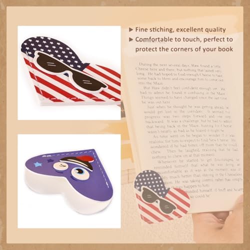 VYRANA 4Pcs Leather Heart Bookmarks - Cute Corner Book Marks Sets for Reading, Cool Funny Read Lover Gifts for Women Men Girls Kids Reader, Stylish Book Markers for Reading, Ideal Gifts for Planner
